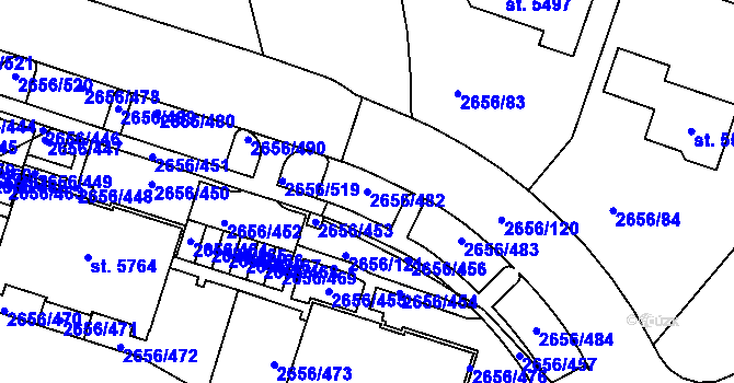 Parcela st. 2656/482 v KÚ Trutnov, Katastrální mapa
