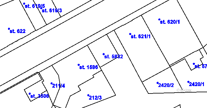 Parcela st. 5832 v KÚ Trutnov, Katastrální mapa