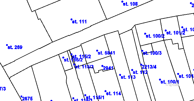 Parcela st. 5841 v KÚ Trutnov, Katastrální mapa