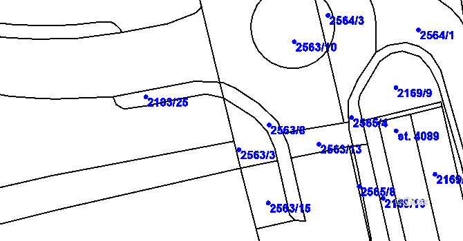 Parcela st. 2563/9 v KÚ Trutnov, Katastrální mapa