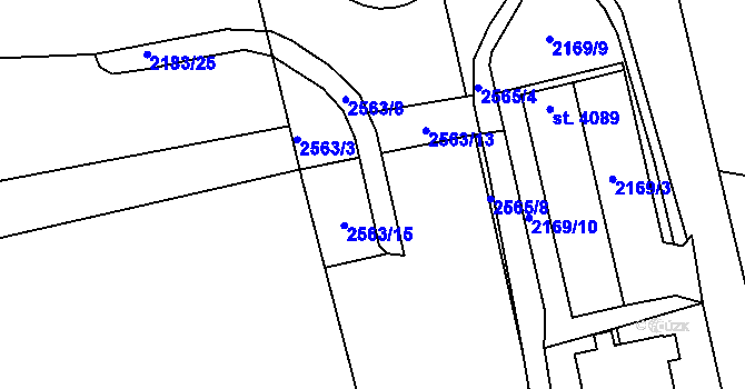Parcela st. 2563/11 v KÚ Trutnov, Katastrální mapa