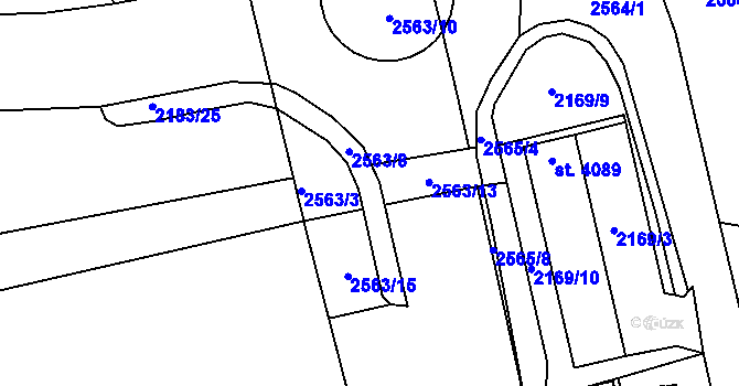 Parcela st. 2563/12 v KÚ Trutnov, Katastrální mapa