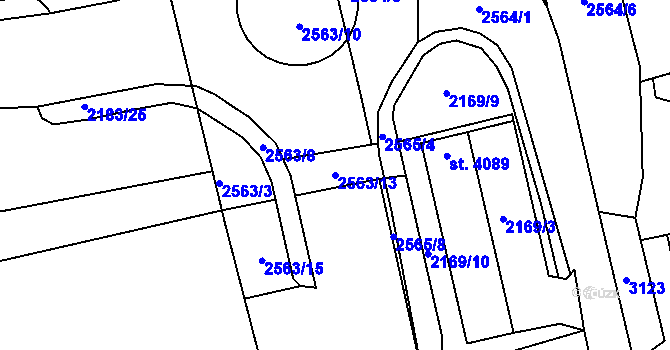 Parcela st. 2563/13 v KÚ Trutnov, Katastrální mapa