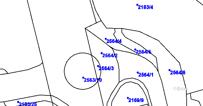 Parcela st. 2564/2 v KÚ Trutnov, Katastrální mapa