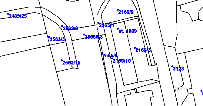 Parcela st. 2565/8 v KÚ Trutnov, Katastrální mapa
