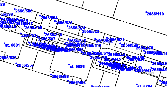 Parcela st. 2656/512 v KÚ Trutnov, Katastrální mapa