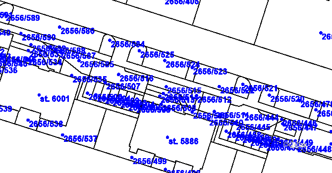 Parcela st. 2656/515 v KÚ Trutnov, Katastrální mapa