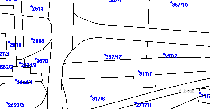 Parcela st. 357/17 v KÚ Trutnov, Katastrální mapa