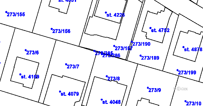 Parcela st. 273/286 v KÚ Trutnov, Katastrální mapa