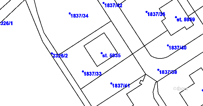 Parcela st. 5935 v KÚ Trutnov, Katastrální mapa