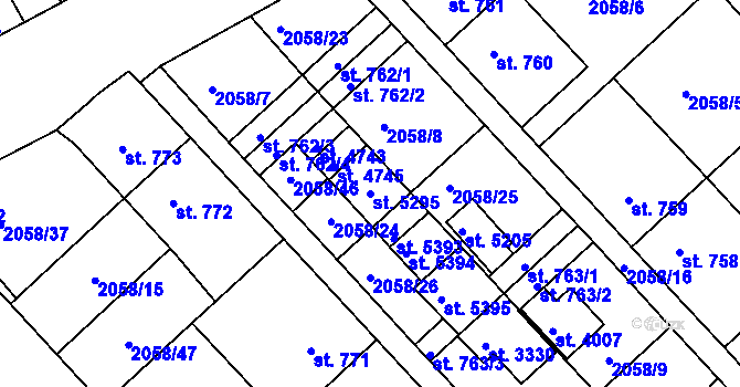 Parcela st. 5295 v KÚ Trutnov, Katastrální mapa