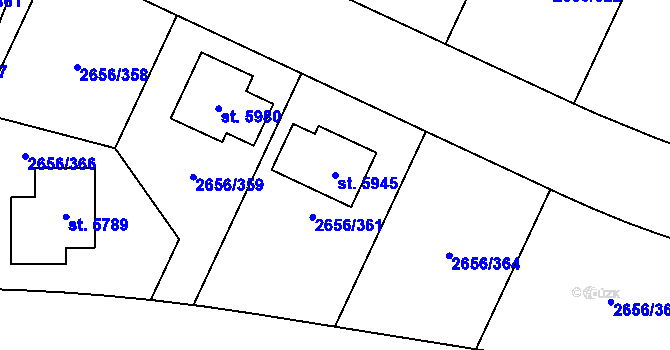 Parcela st. 5945 v KÚ Trutnov, Katastrální mapa