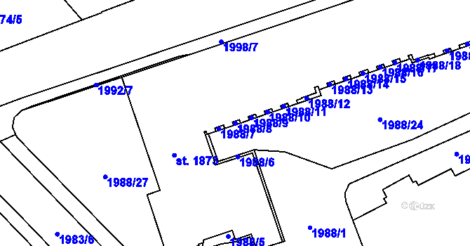 Parcela st. 1988/8 v KÚ Trutnov, Katastrální mapa