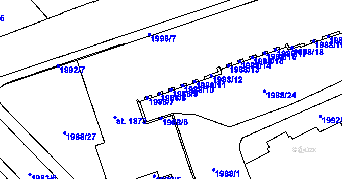 Parcela st. 1988/9 v KÚ Trutnov, Katastrální mapa