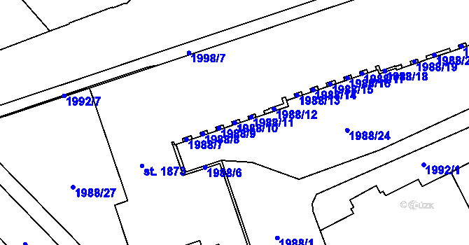 Parcela st. 1988/10 v KÚ Trutnov, Katastrální mapa