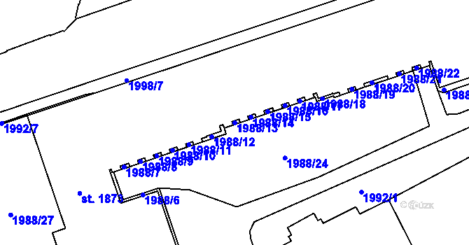 Parcela st. 1988/13 v KÚ Trutnov, Katastrální mapa