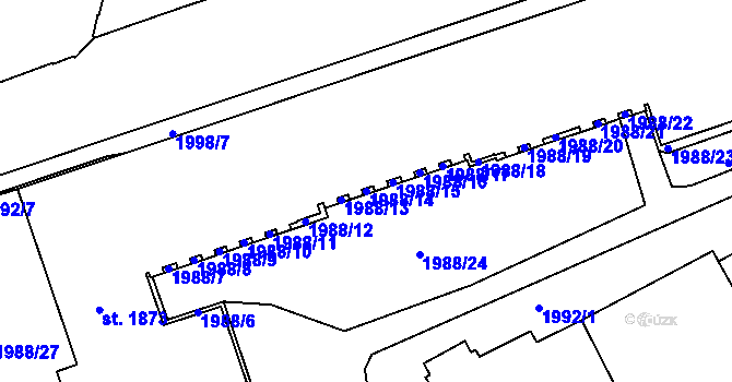 Parcela st. 1988/14 v KÚ Trutnov, Katastrální mapa