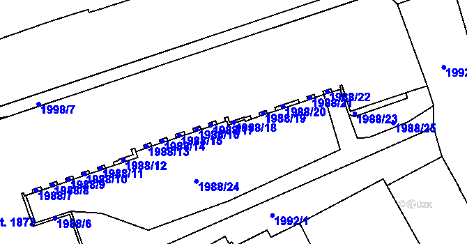 Parcela st. 1988/18 v KÚ Trutnov, Katastrální mapa