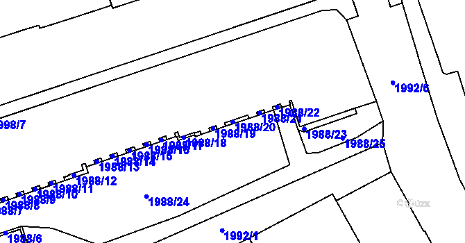 Parcela st. 1988/20 v KÚ Trutnov, Katastrální mapa