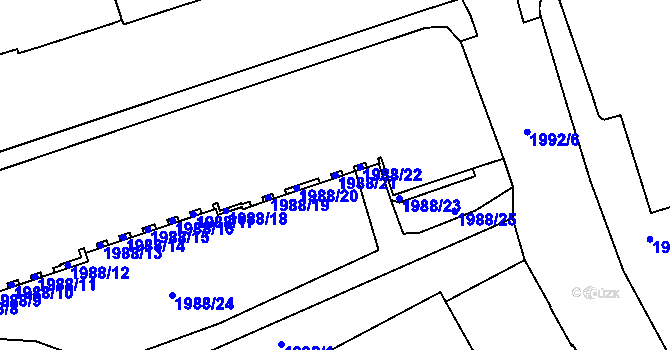 Parcela st. 1988/21 v KÚ Trutnov, Katastrální mapa