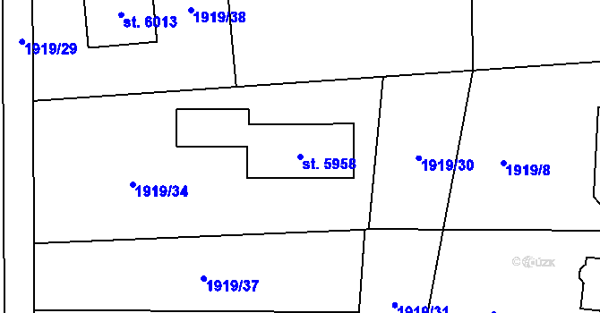 Parcela st. 5958 v KÚ Trutnov, Katastrální mapa