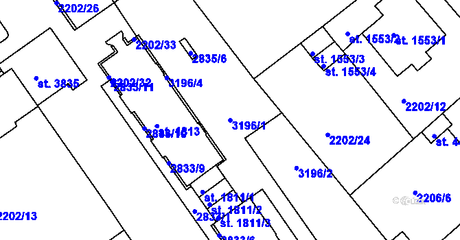 Parcela st. 3196/1 v KÚ Trutnov, Katastrální mapa