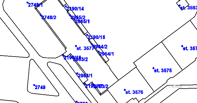 Parcela st. 2964/1 v KÚ Trutnov, Katastrální mapa