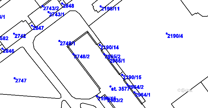 Parcela st. 2965/2 v KÚ Trutnov, Katastrální mapa