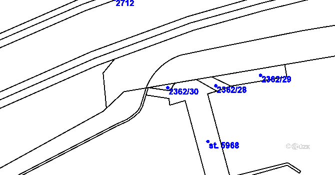 Parcela st. 2362/30 v KÚ Trutnov, Katastrální mapa