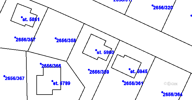 Parcela st. 5980 v KÚ Trutnov, Katastrální mapa
