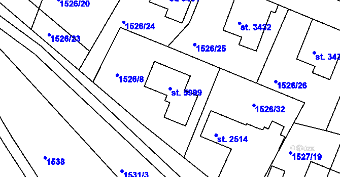 Parcela st. 5999 v KÚ Trutnov, Katastrální mapa