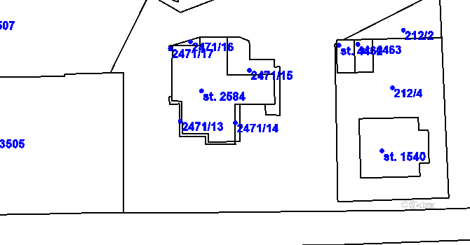 Parcela st. 2471/14 v KÚ Trutnov, Katastrální mapa