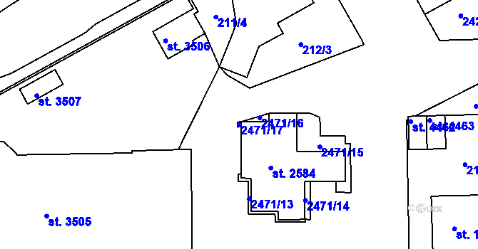 Parcela st. 2471/17 v KÚ Trutnov, Katastrální mapa
