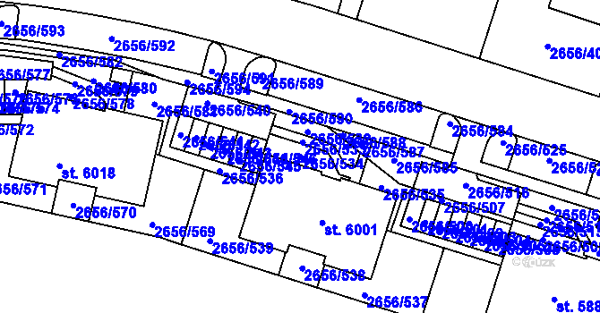 Parcela st. 2656/534 v KÚ Trutnov, Katastrální mapa