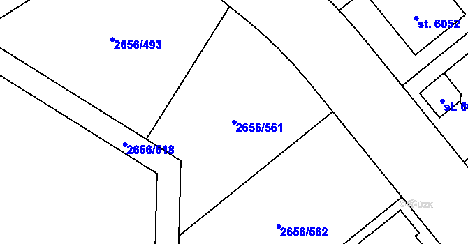 Parcela st. 2656/561 v KÚ Trutnov, Katastrální mapa