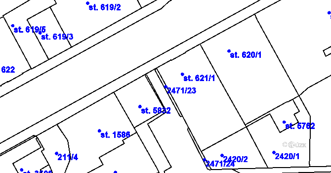 Parcela st. 2471/23 v KÚ Trutnov, Katastrální mapa