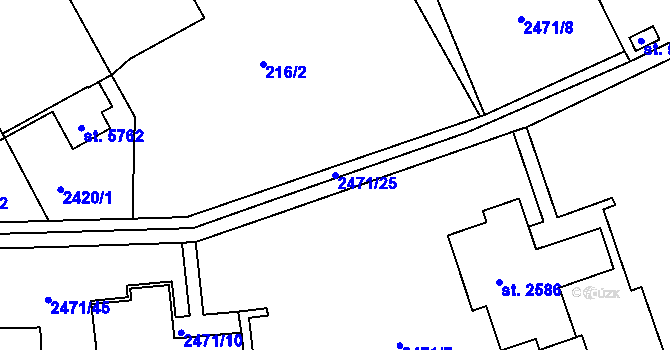 Parcela st. 2471/25 v KÚ Trutnov, Katastrální mapa
