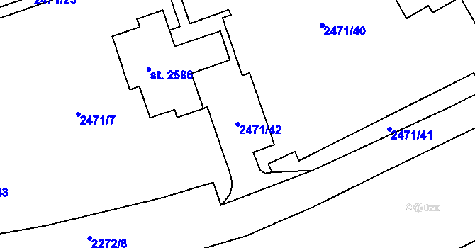 Parcela st. 2471/42 v KÚ Trutnov, Katastrální mapa