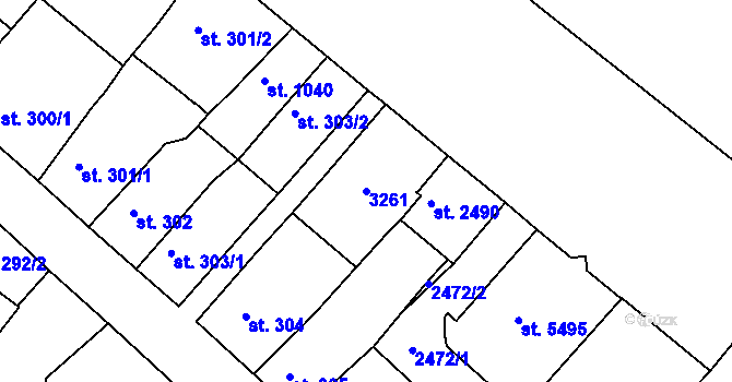 Parcela st. 3261 v KÚ Trutnov, Katastrální mapa