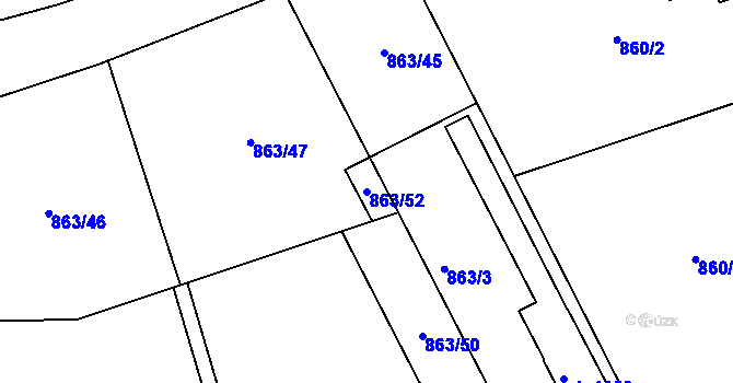 Parcela st. 863/52 v KÚ Trutnov, Katastrální mapa