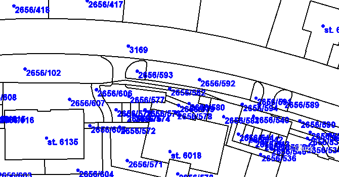 Parcela st. 2656/582 v KÚ Trutnov, Katastrální mapa