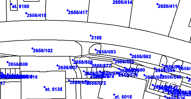 Parcela st. 2656/593 v KÚ Trutnov, Katastrální mapa
