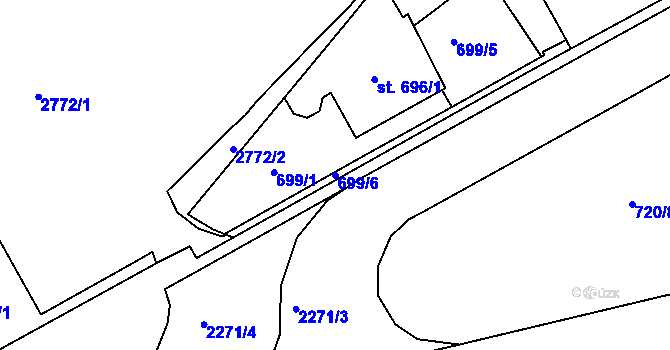 Parcela st. 699/6 v KÚ Trutnov, Katastrální mapa