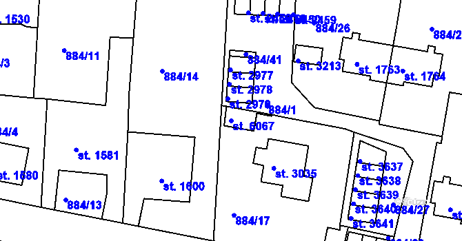 Parcela st. 6067 v KÚ Trutnov, Katastrální mapa