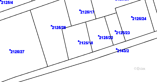 Parcela st. 2125/18 v KÚ Trutnov, Katastrální mapa