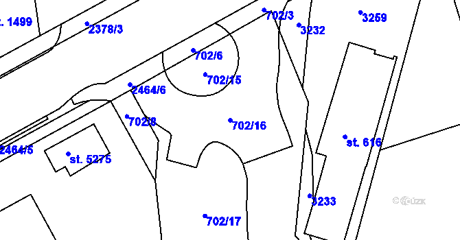 Parcela st. 702/16 v KÚ Trutnov, Katastrální mapa