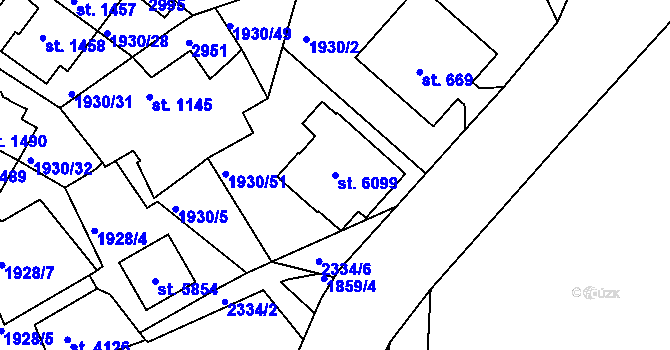 Parcela st. 6099 v KÚ Trutnov, Katastrální mapa