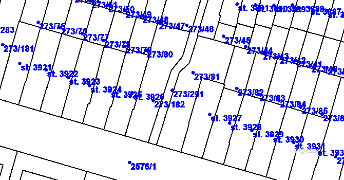 Parcela st. 273/291 v KÚ Trutnov, Katastrální mapa