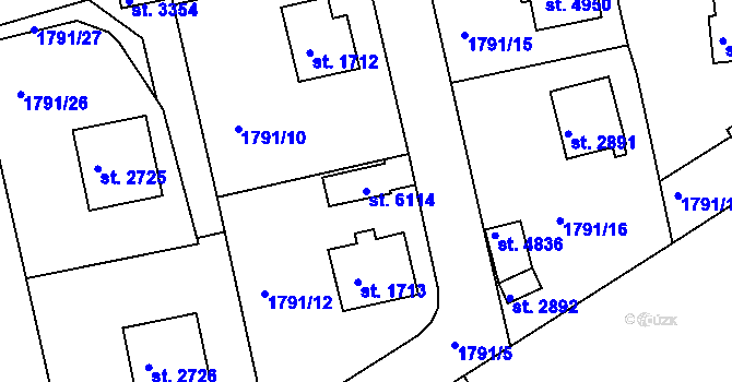 Parcela st. 6114 v KÚ Trutnov, Katastrální mapa
