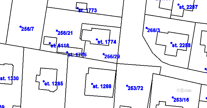 Parcela st. 256/29 v KÚ Trutnov, Katastrální mapa